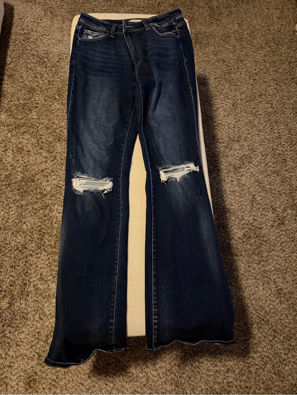 Flying Monkey Dark Blue Distressed Flare Jeans